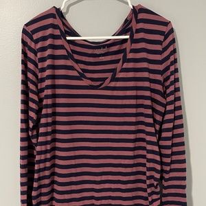 Ingrid & Isabel Maternity Mauve/Navy Striped Long Sleeve Shirt